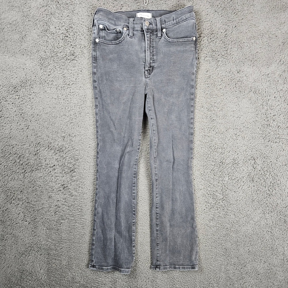 Madewell Cali Demi-Boot Gray‎ High Rise Cropped Flare Jeans Size 28 Faded Black
